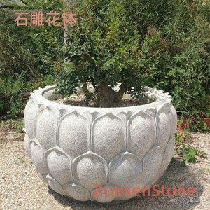 石雕花钵